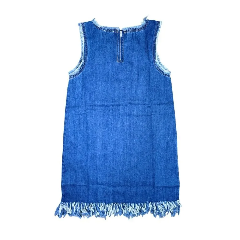 Hayden girls Denim Sleeveless Dress - Size 13/14